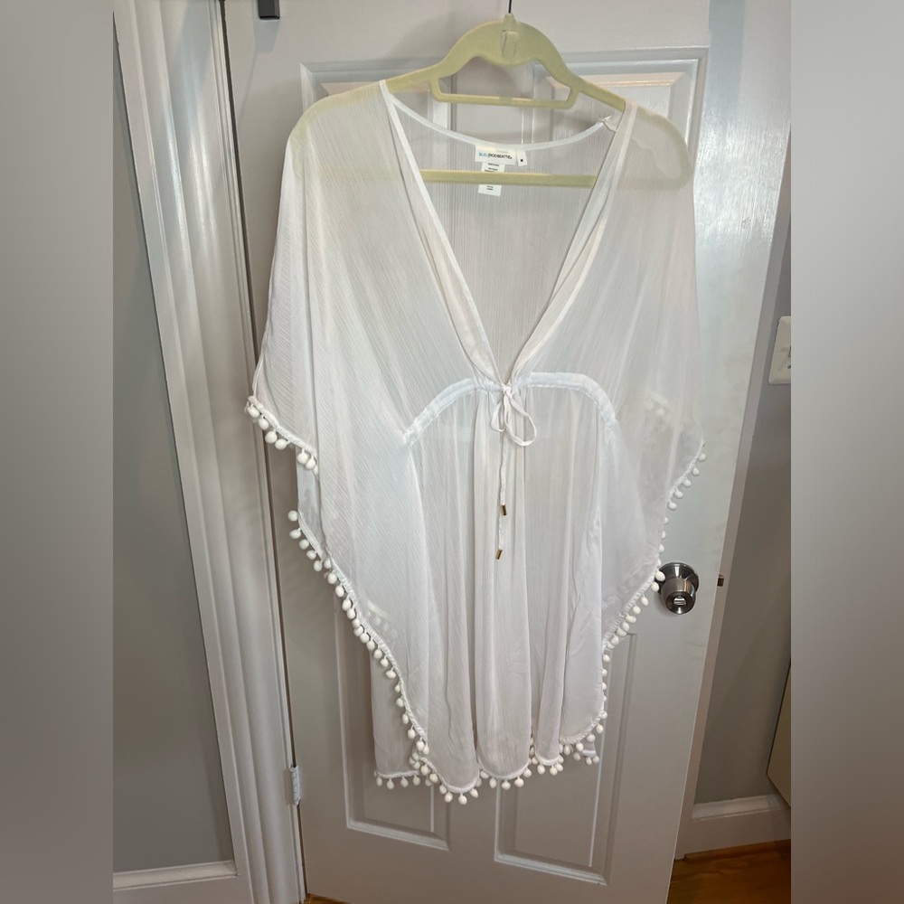 Bleu by Rod Beattie white pom-pom cover up